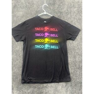 Taco Bell T Shirt Women XL Black Cotton Neon Retro Classic Short Sleeve Crewneck